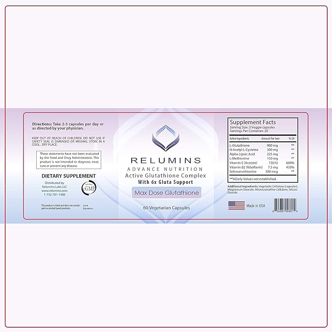 Relumins Advance White Active Glutathione Complex 6X Boosters- 60 Capsules 3 Bottles