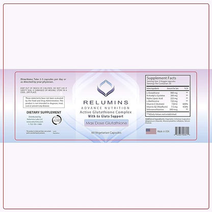 Relumins Advance White Active Glutathione Complex 6X Boosters- 60 Capsules 3 Bottles