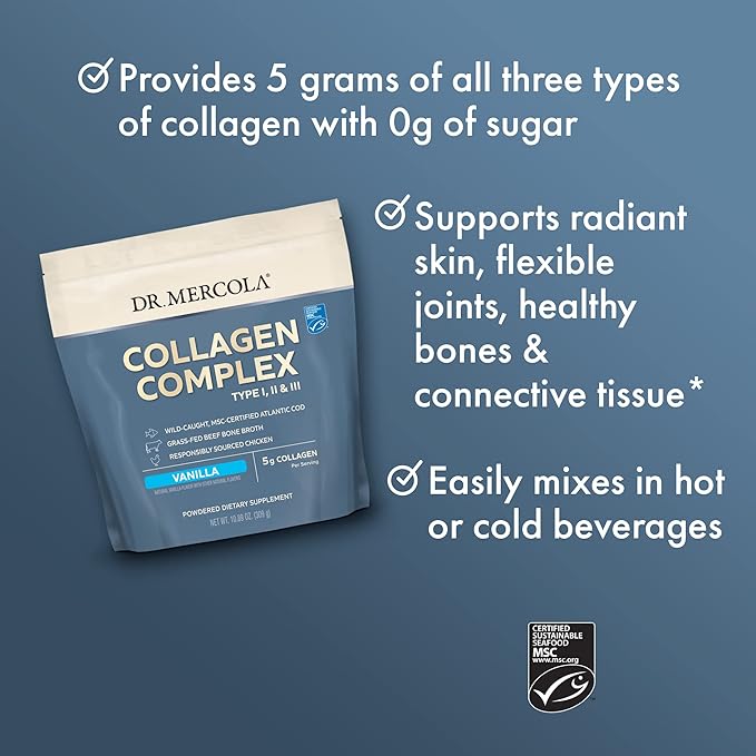 Dr. Mercola Collagen Complex Powder, Vanilla 30 Servings,