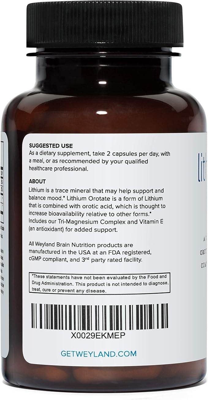 Lithium Orotate 5mg + Tri-Magnesium Threonate, 60 Vegetarian