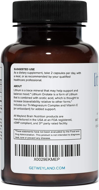 Lithium Orotate 5mg + Tri-Magnesium Threonate, 60 Vegetarian