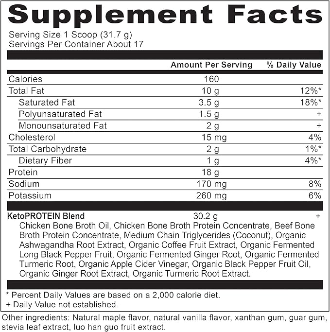 Ancient Nutrition Keto Protein Powder, KetoPROTEIN 18g Protein 10g Fat 17 Servings