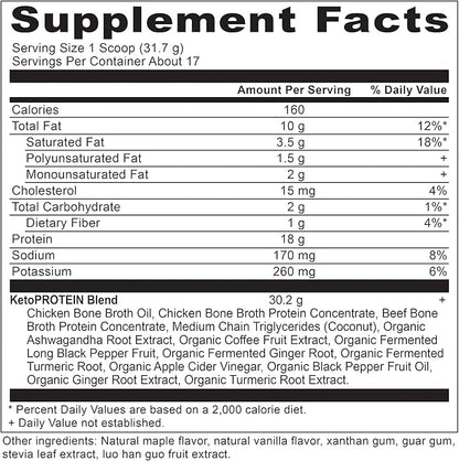 Ancient Nutrition Keto Protein Powder, KetoPROTEIN 18g Protein 10g Fat 17 Servings
