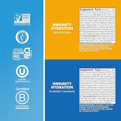 Nuun Hydration Immunity Electrolyte Tablets With 200mg Vitamin C, Blueberry Tangerine + Orange Citrus Flavors, 5 Essential Electrolytes for Hydration, Vegan, Non-GMO, 4 Pack (40 Servings)