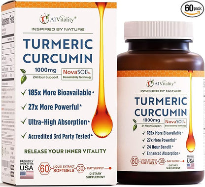 Turmeric Curcumin NovaSOL 1000mg 185x Bioavailable