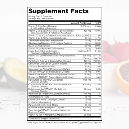 Methyl Multi Without Iron 120 Vegan 60 Day B12 & (5-MTHF), Multivitamin
