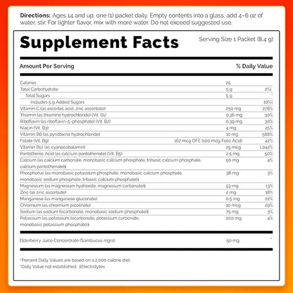 Emergen-C Elderberry Fizzy Drink Mix, Elderberry Immune Support, Natural Flavors, With High Potency Vitamin C, 18 Count
