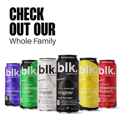 blk. PH 8+ Natural Alkaline Sparkling Water Mineral Electrolyte Infused with Fulvic and Amino Acids, Zero Sugar, Zero Calories Drink, 16 oz, 12 pack