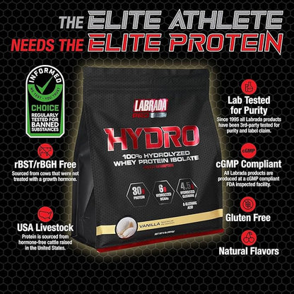 Labrada Hydro 100% Pure Hydrolyzed Whey 48 Servings 4lb (Vanilla)