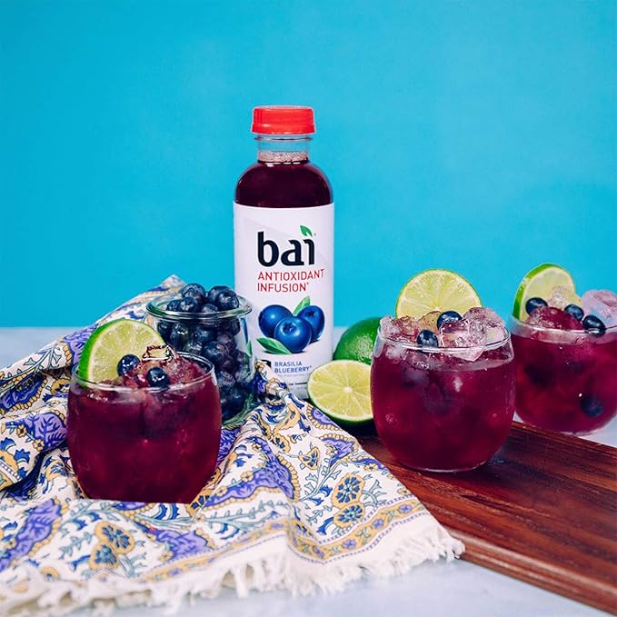 Bai Flavored Water, Brasilia Blueberry, Antioxidant Infused Drinks, 18 Fluid Ounce Bottle (Pack of 12)