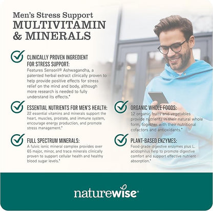 NatureWise Multivitamin for Men + Stress 60 Capsules[1-Month Capsules[1-Month Supply]