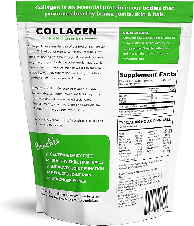 Collagen Peptides Powder, Grass-Fed, Paleo & 16 oz