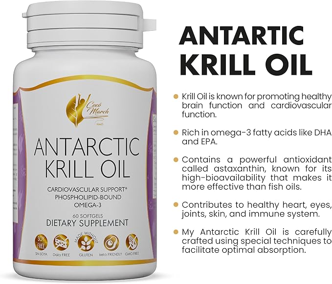 Coco March Pure Antarctic Krill Oil 1000 mg Omega-3 EPA,