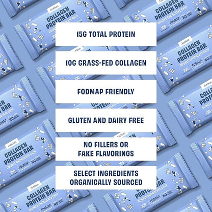 JustNosh Collagen Protein Bars, 10g Collagen, 15g Protein, Gluten Free, Dairy Free, FODMAP Friendly, Seed Oil Free Certified, Clean Ingredients | Double Chocolate Chip (12 Pack)