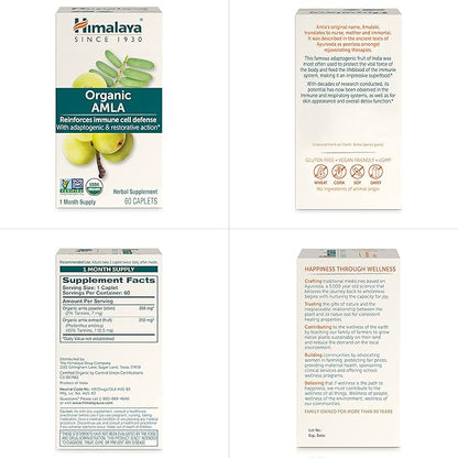 Himalaya Organic Amla Natural Antioxidant 60 Caplets, 1 Month