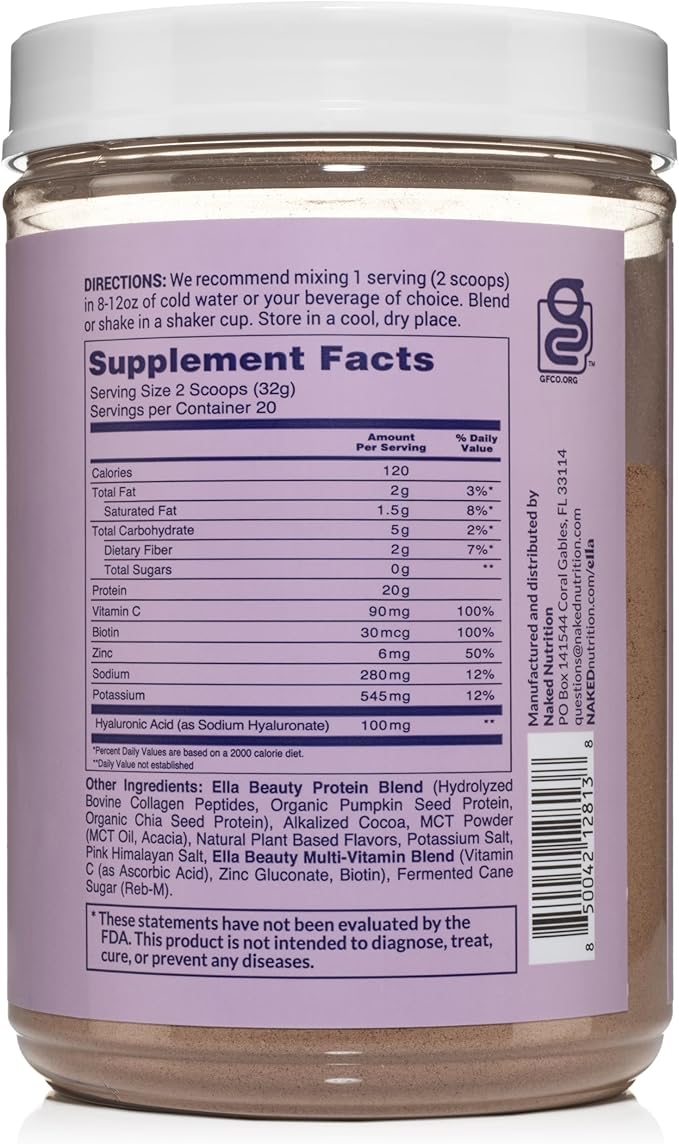 Ella Chocolate Collagen Protein Powder for Women 20 Servings