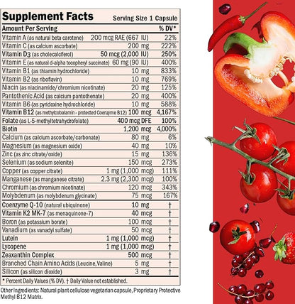 ANDREW LESSMAN Essential-1 Multivitamin 2000 IU Vitamin D3 360 Small Capsules – 100 mcg Methyl B12. CoQ10 Lutein Lycopene Zeaxanthin. High Potency. No Additives. Gentle Ultra-Mild. One Daily Capsule