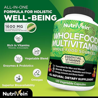Nutrivein Whole Food Multivitamin 30 Day (120 Capsules,