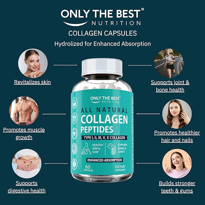 Only The Best Multi Collagen Peptides Capsules 5X Absorption