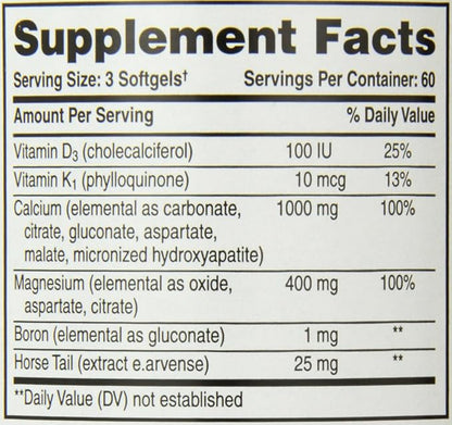 Phyto-Therapy Liquid Calcium with Magnesium Softgels, 1000 mg, 180 Count