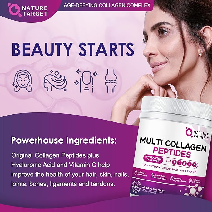 NATURE TARGET Multi Collagen Peptides Powder 35 Servings