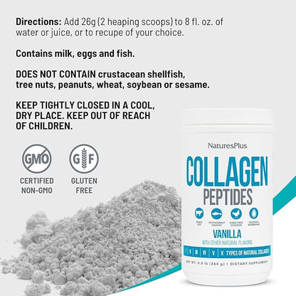 Natures Plus Collagen Peptides, Vanilla 0.8 lb 14 Servings