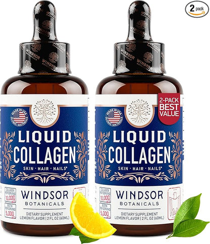 Liquid Collagen for Women and Men 5,000mcg Biotin, 10,000mcg Collagen 2x2oz