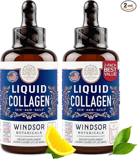 Liquid Collagen for Women and Men 5,000mcg Biotin, 10,000mcg Collagen 2x2oz