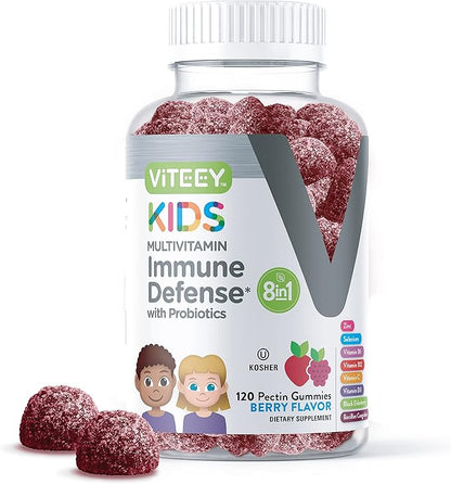 Kids Multivitamin Gummies with Probiotics 8-1 Kids D3, B12, B12, B6, B6, Zinc,