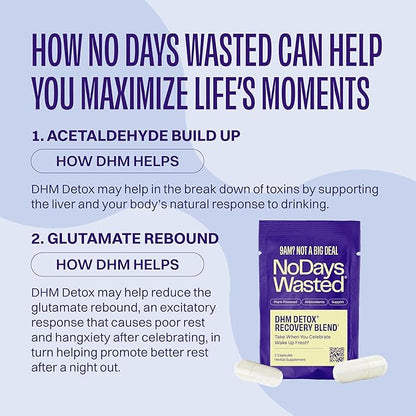 DHM Detox 5 Portable Servings - Optimized Blend of DHM (Dihydromyricetin Supplement) and Vitamins to Take During Evening for Better Next Day and Recovery