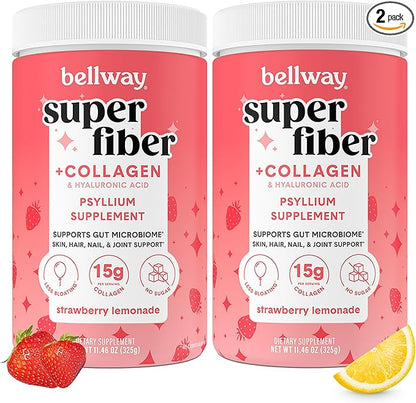 Bellway Super Fiber Powder + Collagen (2 Pack), (22.92 oz)