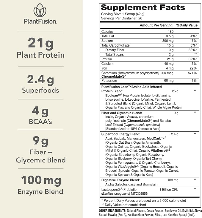 PlantFusion Complete Lean Plant Based Protein Powder 1.85 lb