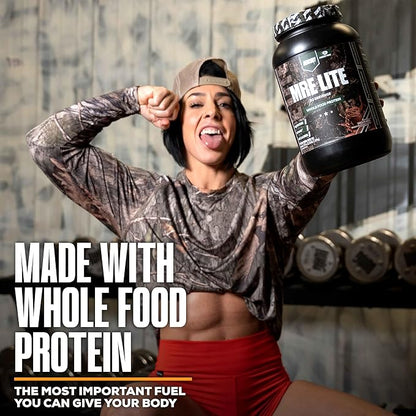 REDCON1 x Mossy Oak MRE Lite Whole Food Protein Powder, Chocolate Moose - Low Carb & Whey Free Meal Replacement with Animal Protein Blends - Easy to Digest Supplement Made with MCT Oils (30 Servings)