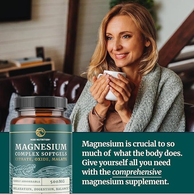 Triple Magnesium Softgels | Citrate, Malate, & Oxide | Highly Absorbable Magnesium Supplement for Digestion, Calm, Leg Cramps, & Sleep Support | 300mg Complex | Easy to Swallow Soft Gels | 60 Count