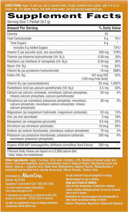 Emergen-C Vitamin C Ashwagandha Drink Mix, 18 Count