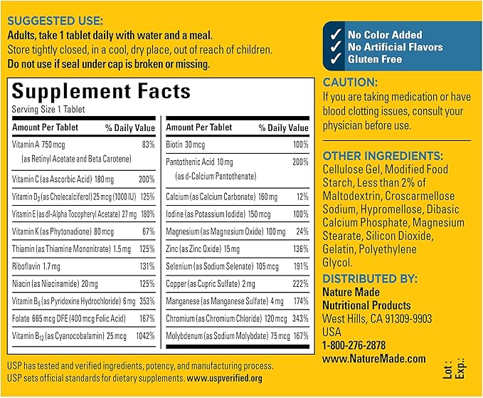 Nature Made Multivitamin For Him 50+, 90 Tablets, 90 Day
