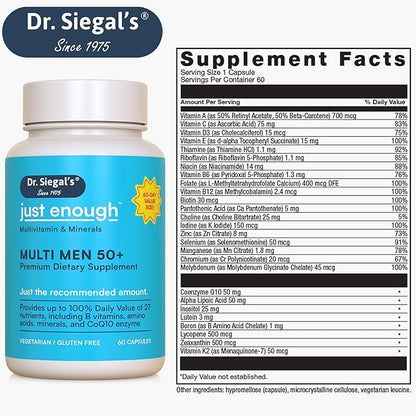 Dr. Siegal's Just Enough Multivitamin and 50+, 60 60 Capsules, 60 Servings, 50 Plus,