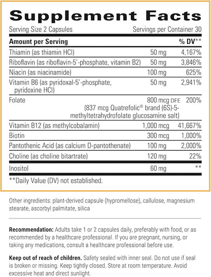 Integrative Therapeutics Active B-Complex - Energy Metabolism Support* - B-Complex Vitamin Supplement with 8 B-Vitamins, Vitamin B12, Folate, Choline - 60 Capsules