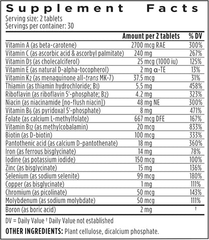 Methylated Women's Multivitamin, Methylated Folate 60 Tablets,