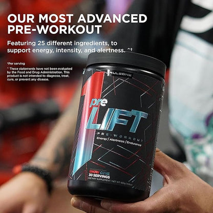 Rule 1 preLIFT Pre-Workout, 6g Citrulline, 3.2g Beta Alanine, 3 Caffeine Sources + 20 Others for Energy, Alertness, & Endurance (30 Servings, Wild Grape)
