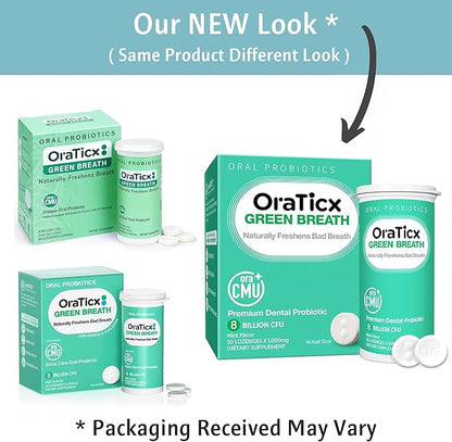 Oral Probiotics Green Breath, Freshen Bad Breath, Dental Probiotic Supplement for Oral Health, 8 Billion CFU, Mint Flavor 30 Lozenges 4-Pack