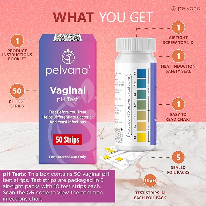 Pelvana Vaginal pH Balance Test Strips 50 Tests