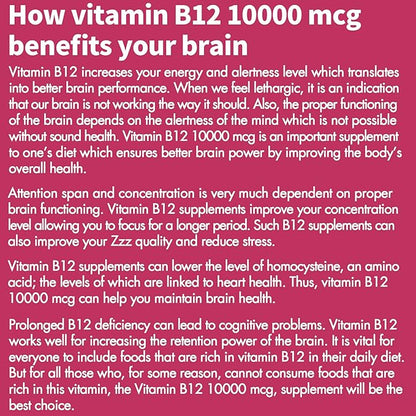 Vitamin B12 Sublingual, B12 Vitamins 10,000 B12 Support 180 Fast