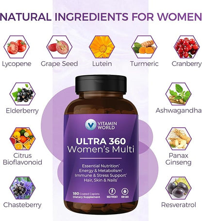 Vitamin World Ultra 360 Multivitamin 180 Caplets