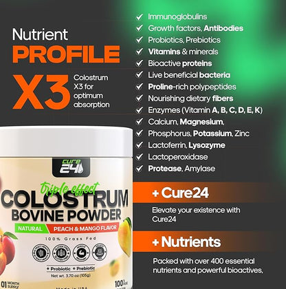 Bovine X3 Colostrum Supplement Powder 100% Pure