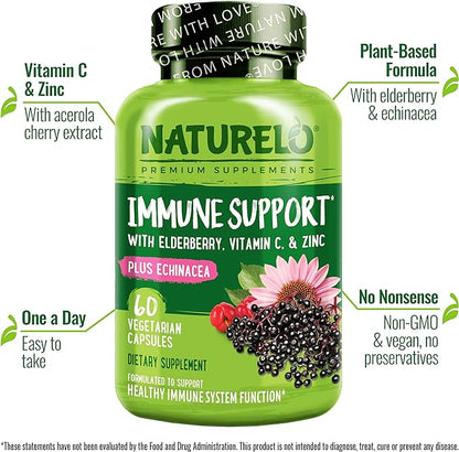 NATURELO Immune Support – Vitamin C, 60 Vegan