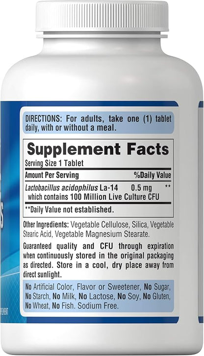 Puritan's Pride Probiotic Supplement, Acidophilus, Capsule, 250 Count(Pack 1)