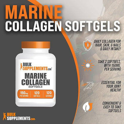 BulkSupplements.com Marine Collagen Softgels 1 Softgel (150mg), 120 120 Softgels