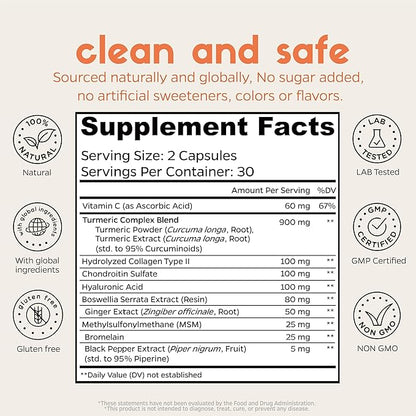 Chondroitin Boswellia MSM Turmeric Hydrolyzed Collagen (60Ct/30Day)