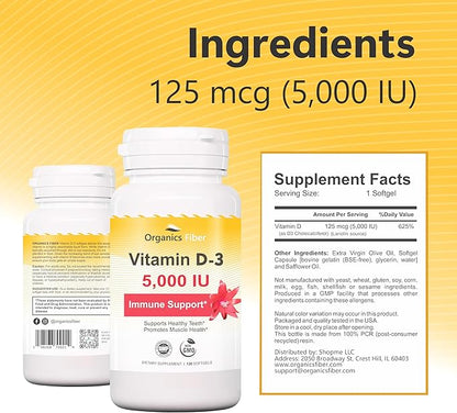 Vitamin D3 125 mcg (5,000 IU) (120 Softgels)